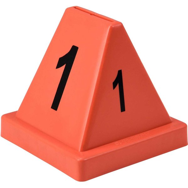 Global Industrial Numbered Cones, 1-20, 4-1/2L x 4-1/2W x 4-3/8H, Red 412594